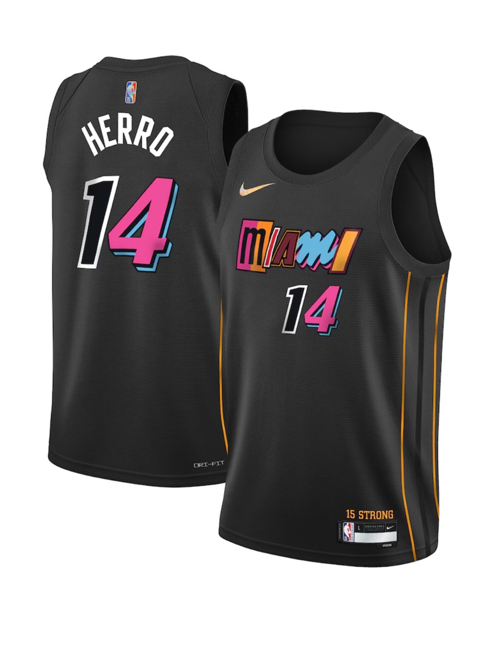 Nike Black Miami Heat City Edition Mashup Herro Jersey - #14 Youth Large
